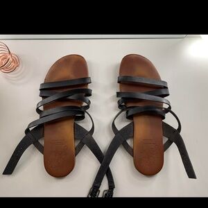 Black and brown sandals